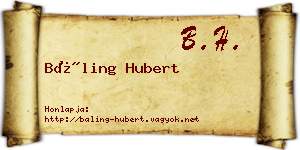 Báling Hubert névjegykártya